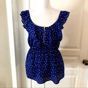Forever21 blue heart print blouse